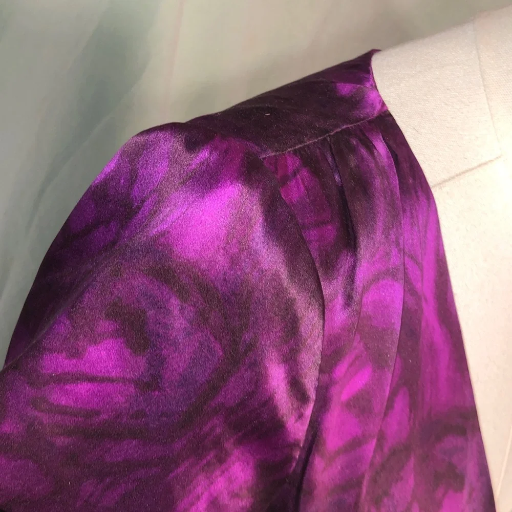 Silk Prom Party Banana Republic Deep Purple Midi Dress Size 0 Small - Picture 5 of 16